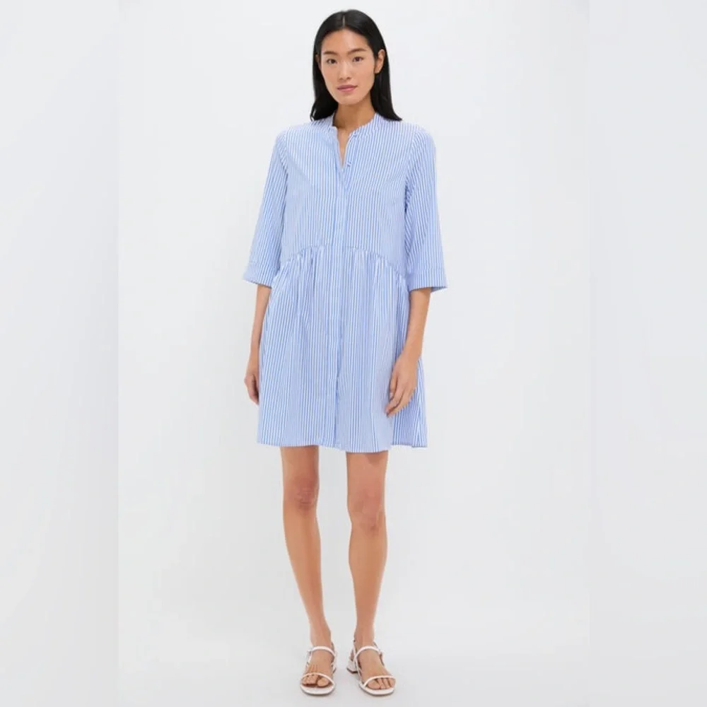 TUCKERNUCK Blue Stripe Royal Shirt Dress | Size L - Picture 2 of 4